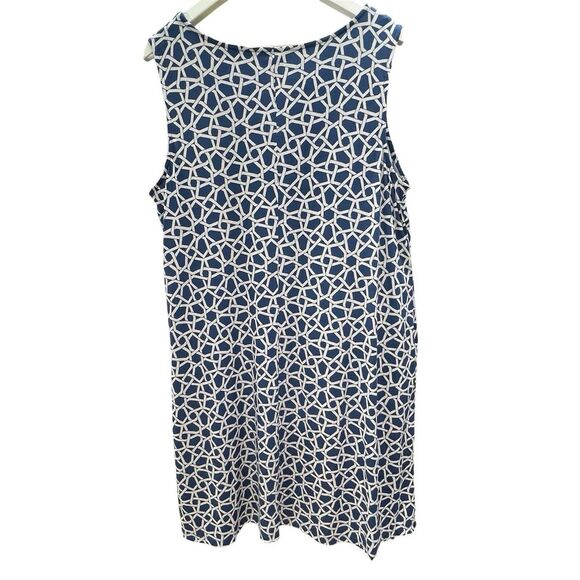 MSK 2X Women's Print Dress Sleeveless Polyester Spandex Blend Blue White 522 - Picture 6 of 6